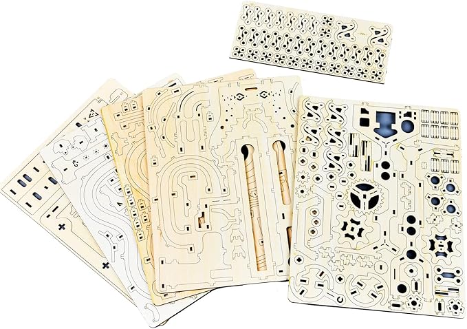 3D Wooden Puzzles Marble Run Chain Kit, Wood Creative Mechanical Puzzles Assembly Model Building Kits to Build for Adults & Kids, DIY Wooden Puzzle Hobbies Toys for Adults &Teens Gifts