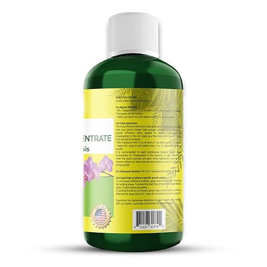 Organic Premium Kelp Seaweed Concentrate: Fertilizer for Phalaenopsis Orchids โ Liquid Plant Fertilizer โ Orchid Bloom Booster โ Seaweed Extract for Plants (16 OZ)
