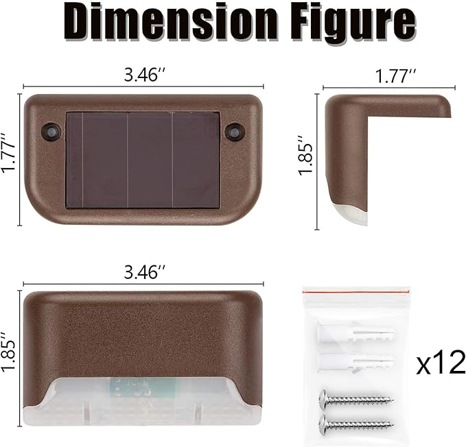 SOLPEX Solar Deck Lights 12 Pack, Waterproof Led Lights for Outdoor Stairs, Step, Fence, Yard, Patio, and Pathway(Warm White)