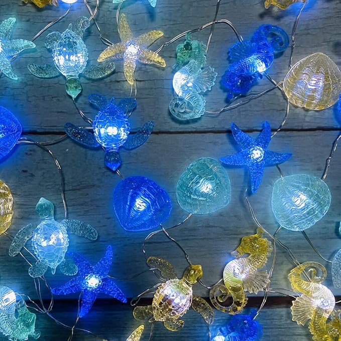 JASHIKA Solar Power Outdoor Coastal String Lights Garden Fence