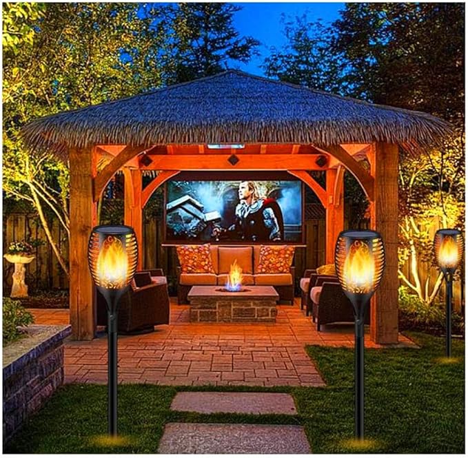 2 Pack Solar Light Outdoor (Super Larger Size) 96led Solar torches for outside,Ultra-Bright Solar Light Outdoor with Flickering Flame,Auto Lighting Dusk to Dawn Landscape Patio Lights for Garden Decor