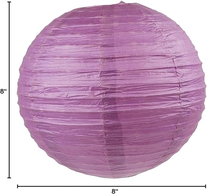 WYZworks - Round Paper Lanterns 10 Pack (Purple Plum, 8") - Hanging Paper Lanterns Lamp for Wedding, Birthday, Party and Home Decorations with 8", 10", 12", 16" Option