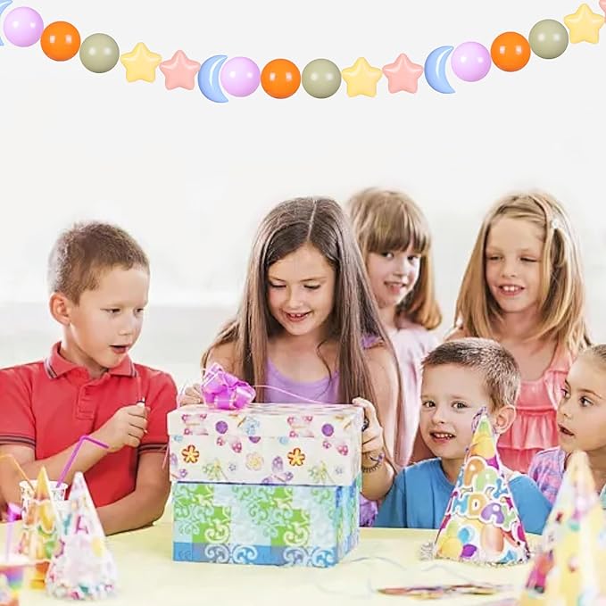 GOGOSO Ball Pit Balls Stars Moon Shapes Plastic Pitballs for Toddler Play Tent Baby Photo Props Kids Pool Water Toys Kiddie Pool Party Decor,Orange Green Blue,100pcs