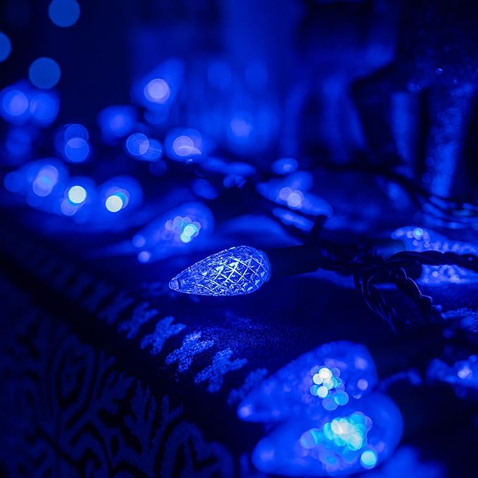 Dazzle Bright C6 Christmas String Lights, 200 LED 66 FT Waterproof Connectable String Lights with Timer, 8 Modes Christmas Lights for Indoor Outdoor Home Garden Yard Xmas Tree Decoration (Blue)