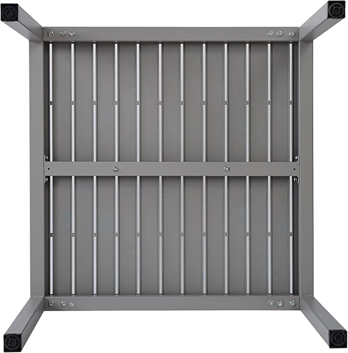 Plastic Outdoor Dining Table with Metal Legs, Weather Resistance, Home Patio Table, Restaraunt Outdoor Table, Quick Assembly (Grey)