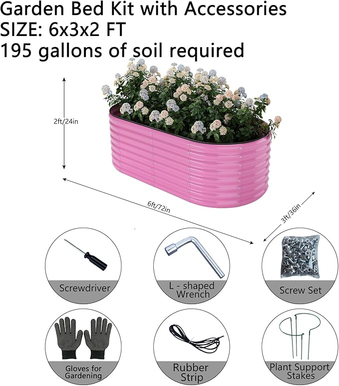 Galvanized Metal Planter Raised Garden Bed Kit for Gardening Outdoor,6x3x2ft Planter Grow Garden Box Raised Flower Bed,Long Vegetable Clearance Herb Raised Garden Beds for Container Gardening
