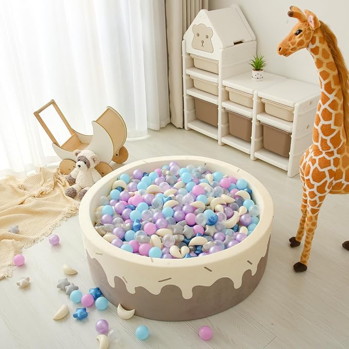 GOGOSO Ball Pit Balls Stars Moon Shapes Plastic Pitballs for Toddler Play Tent Baby Photo Props Kids Pool Water Toys Kiddie Pool Party Decor,Blue Purple,100pcs