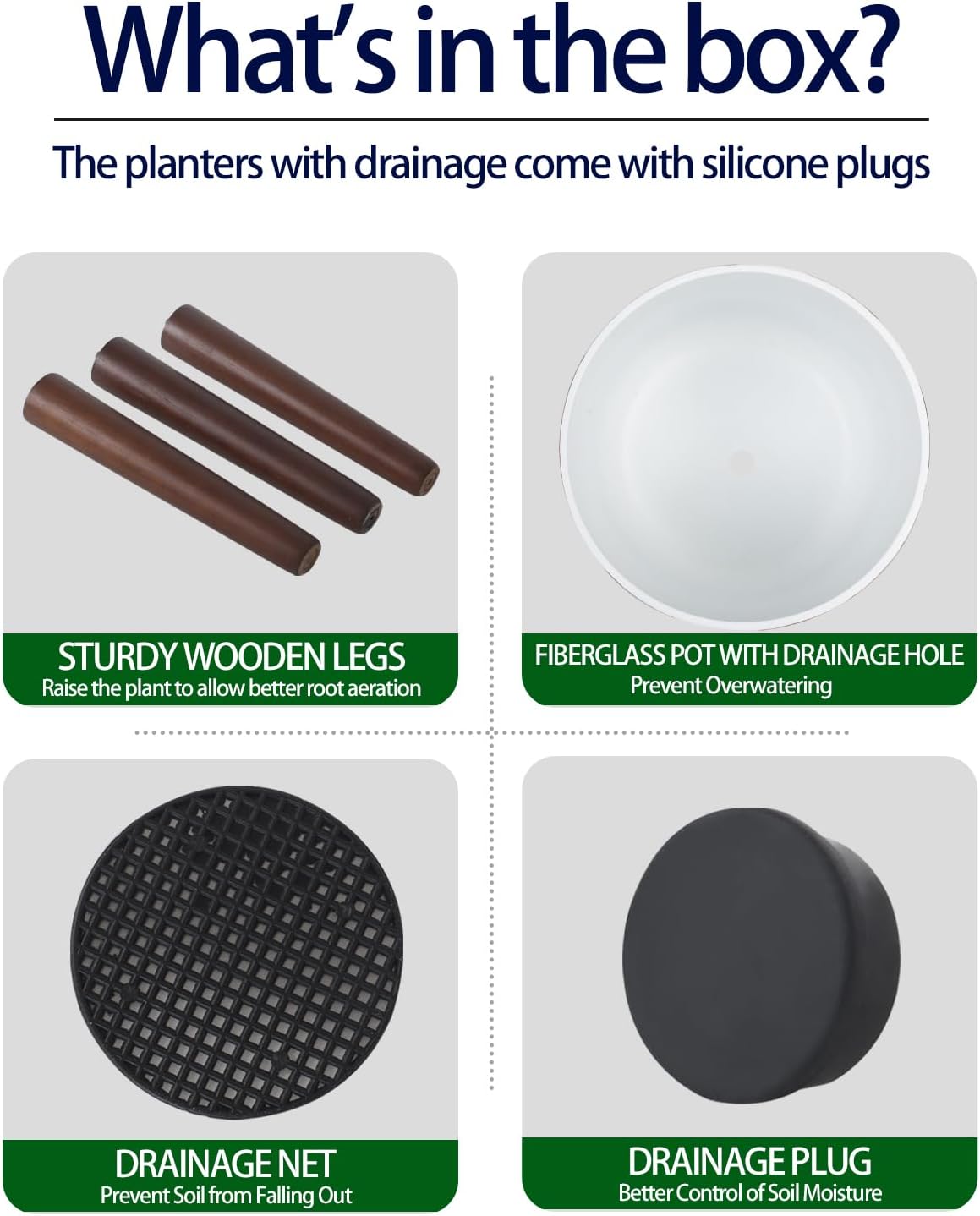 12 Inches Plant Pot with Stand, Large Modern Standing Planters for Indoor Outdoor Plants with Drainage Holes, Big White & Gold Flower Pots with Legs