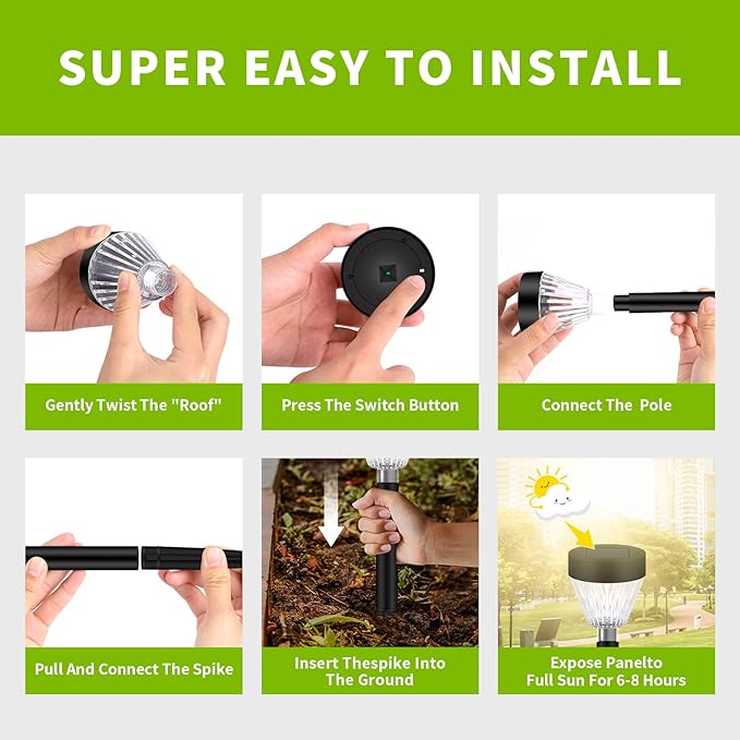 Solar Outdoor Lights, 8 Pack LED Solar Lights Outdoor Waterproof Auto On/Off for Outside, Garden Decor for Yard, Patio, Landscape, Planter, Walkway (Warm White)