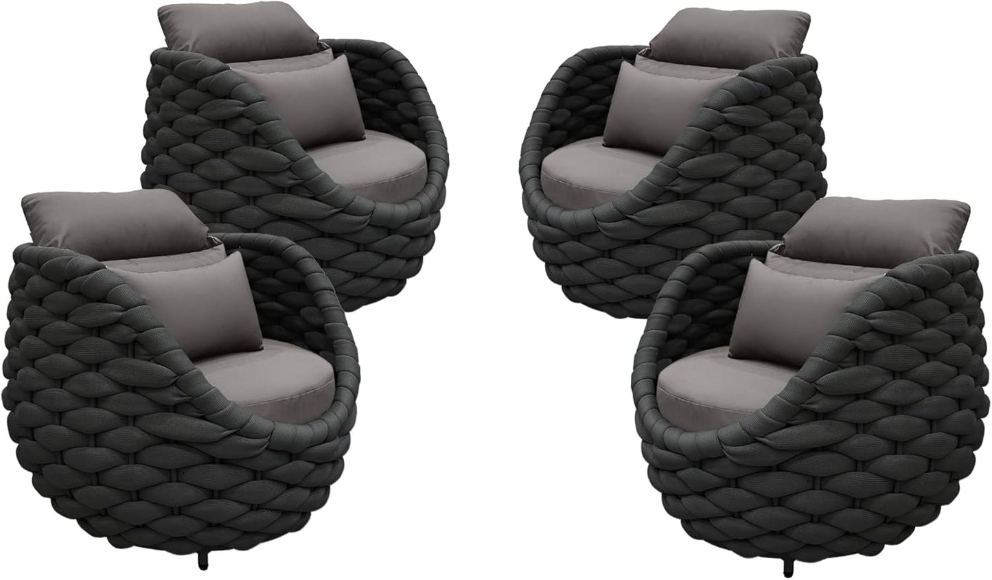 TWT 6 Pieces Patio Sofas All-Weather Rope Balcony Furniture with Cushions & Pillows, Patio Couch Outdoor Patio Furniture Set for Indoor, Balcony, Backyard, Poolside, Dark Grey