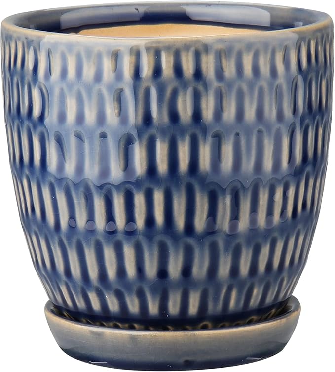 Oairse 4 inches Ceramic Planter Pots 3 Set of Small Round Flower Pots with Drainage Hole and Ceramic Tray for Succulents Cactus Indoor Outdoor Garden Home Windowsill