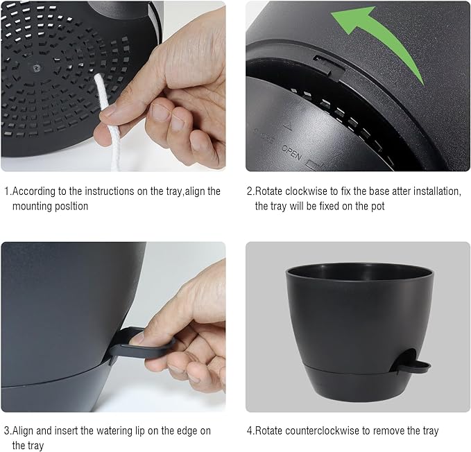 Large Self Watering Pots, 12/10/9 Plastic Planters with High Drainage Holes and Deep Reservoir for Indoor Outdoor Garden Plants and Flowers, Black