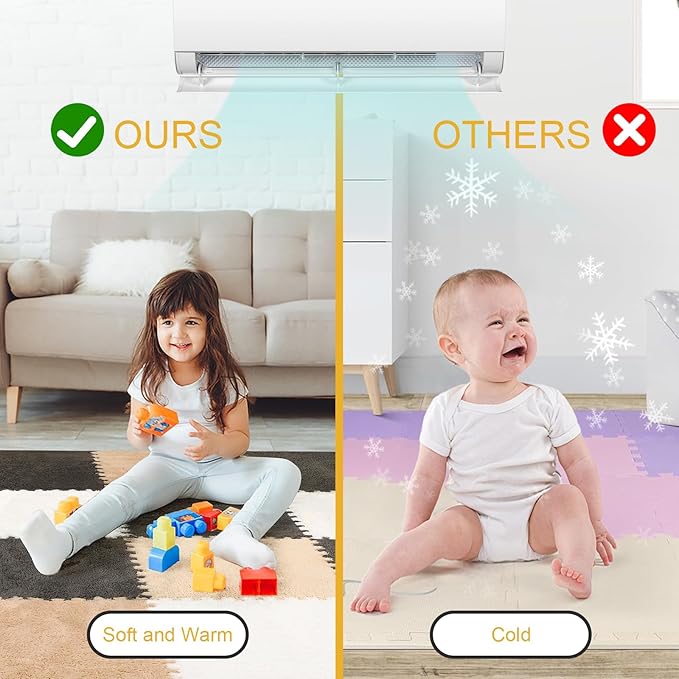 12 Pcs Plush Interlocking Carpet Tiles, Non-Toxic Foam Carpet Tiles for Toddler Baby, Machine-Washable, Anti-Slip, EVA Foam Interlocking Tiles for Floor, Nursery, Grey White Light Brown