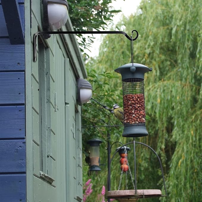 Gtongoko 2 Pack 15 Inch Plant Hangers Outdoor Metal Hanging Plant Bracket Bird Feeder Wall Hooks for Hanging Flower Basket, Wind Chimes, Solar Lanterns, Black