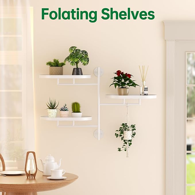 Rotating Window Plant Shelves for Multiple Plants Indoors,3-tier Metal Corner White Plant Stand Holder Floating Plant Shelf for Wall,Windows Sill Gifts for Plant Lovers to Enhance Home Decor