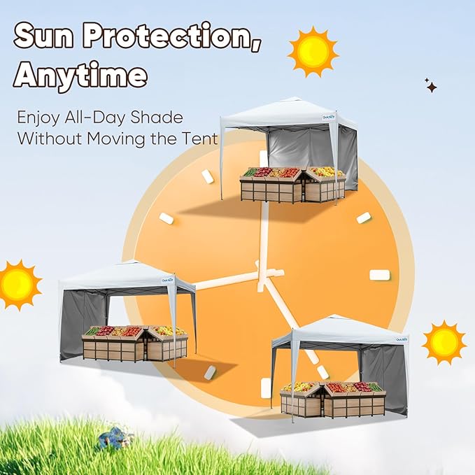 Quictent 10x10 Pop Up Canopy Tent, Instant Setup Gazebo for 1 Person, Portable & Compact, Waterproof & UV Protection, Ideal for Camping, Beach, Parties, and Outdoor Events