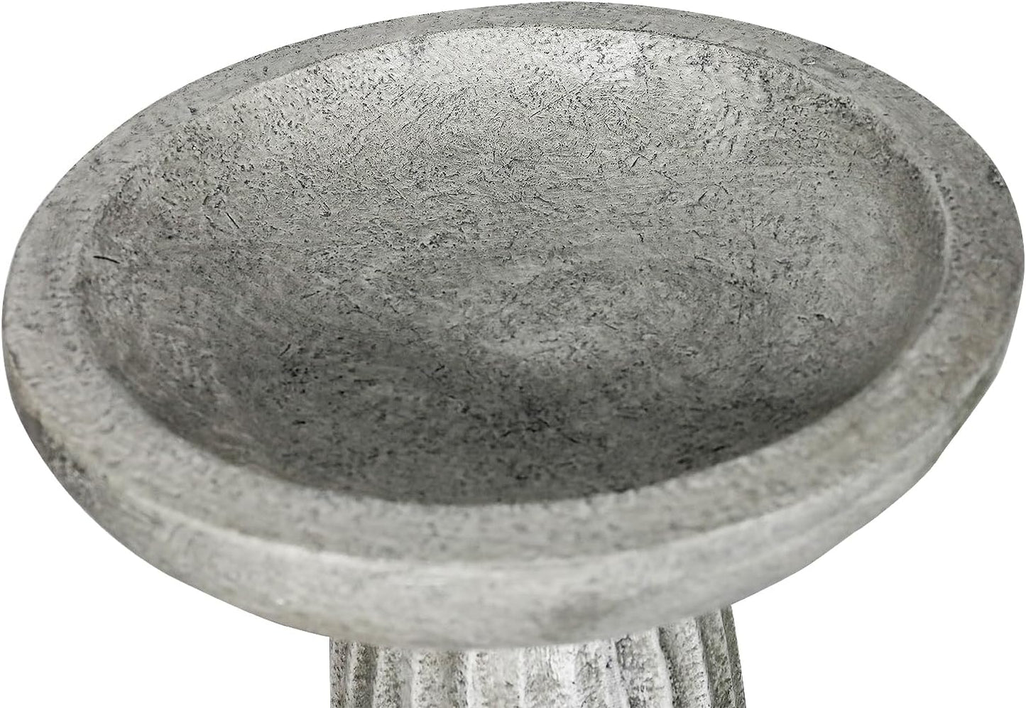 24.4" Tall Outdoor Concrete Bird Bath – Stone-Look Pedestal Birdbath for Garden, Lawn, Yard, and Backyard Décor