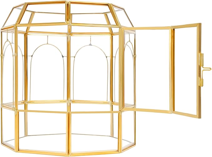 Large Glass Terrarium Handmade, Centerpiece Display Box Gift Planter Containers Indoor Terrariums House for Succulent Cacti Air Plants Miniature Fairy Garden