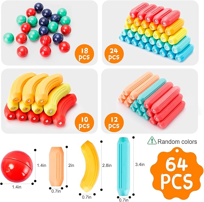 64PCS Magnetic Building Blocks, Montessori Magnet Toys for Kids Toddlers, STEM Learning Toys for Boys and Girls, Creativity Kids Game