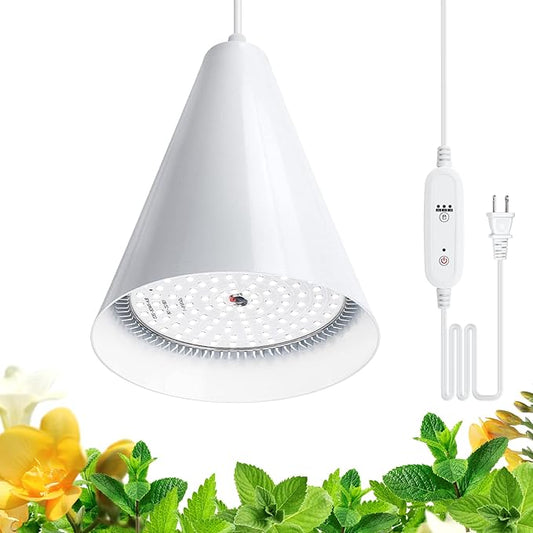 Hanging Grow Light, Full Spectrum Grow Lights for Indoor Plants, 25W Plant Light Bulbs with 16.4FT Power Cord, 5000K Plant Light with Timer