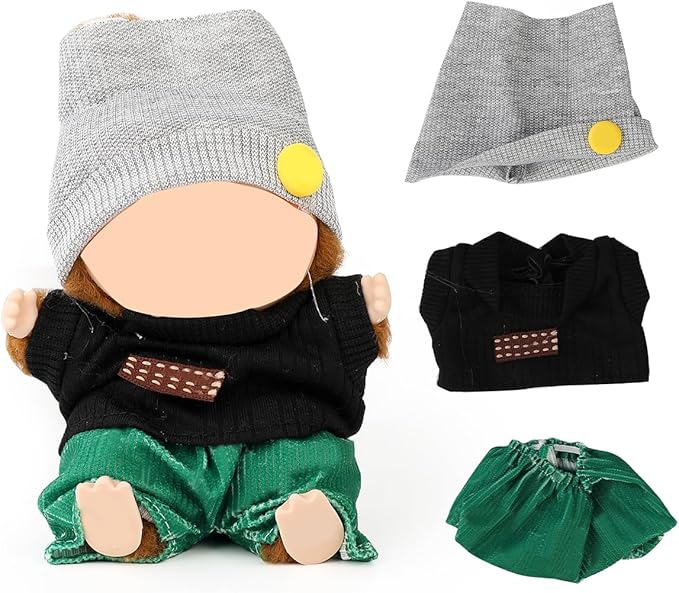 (2 Set) XMBYGY Doll Clothes for Labubu(for 17/15cm Standing/Sitting Doll)(NO Doll) - Accessories Clothes Dress up for Dolls Outfit Included Figures Clothing and Hat for Girl Woman (LB49+LB48)