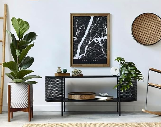 Fox & Fern Mid Century Plant Stand — 11.8 Inch Fixed Size Wooden Plant Stand for Indoor Planters; Raised Large Flower Pot Holder for Indoor Big Pots; Plug In Design; Two Height Options - Acacia