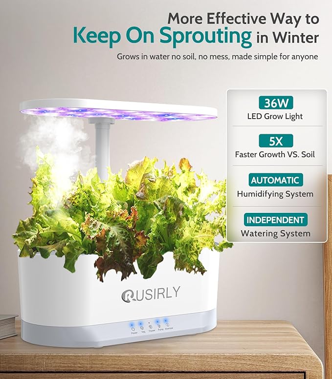 Misting 11 Pods Hydroponic Growing System Herb Garden Kit Indoor, 4L + 1.5L Large Tank Plant Germination Kit with Adjustable Height Grow Light to 18", Quiet Pump, Auto Timer, Gardening Christmas Gifts