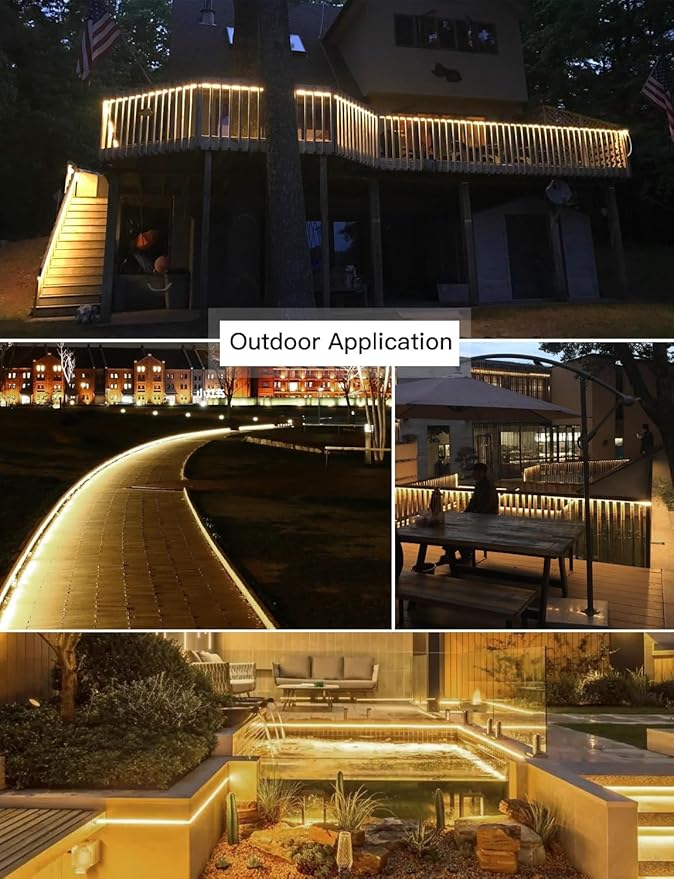 AIMENGTE Led Strip Lights for Room - Outdoor Waterproof Led Strip for Bedroom Kitchen Garden Outside Eaves House Party, AC 110V, 360LEDs, 3000k LED Rope Lighting (9.9ft, Warm White)