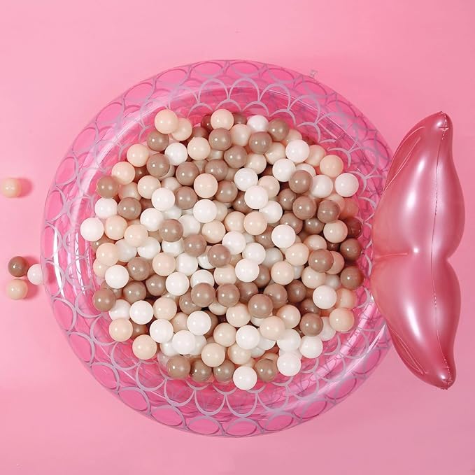 GOGOSO Ball Pit Balls for Toddlers Phthalate-Free BPA-Free Non-Toxic Crush Proof Soft Plastic Play Balls Baby Kids Shape Tent Pool Playhouse Playpen Party Decor,Coffee Brown Beige,50PCS