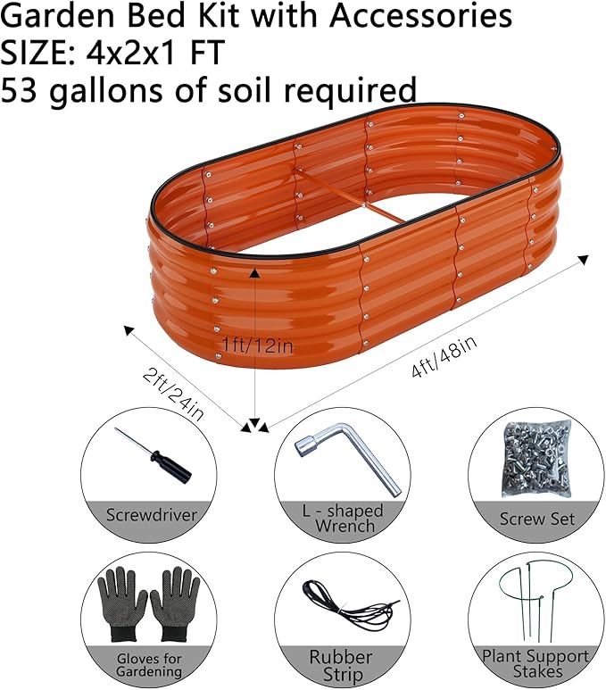 Raised Beds for Gardening Raised Garden Bed Kit for Gardening Outdoor,4x2x1ft Planter Grow Garden Box Raised Flower Bed