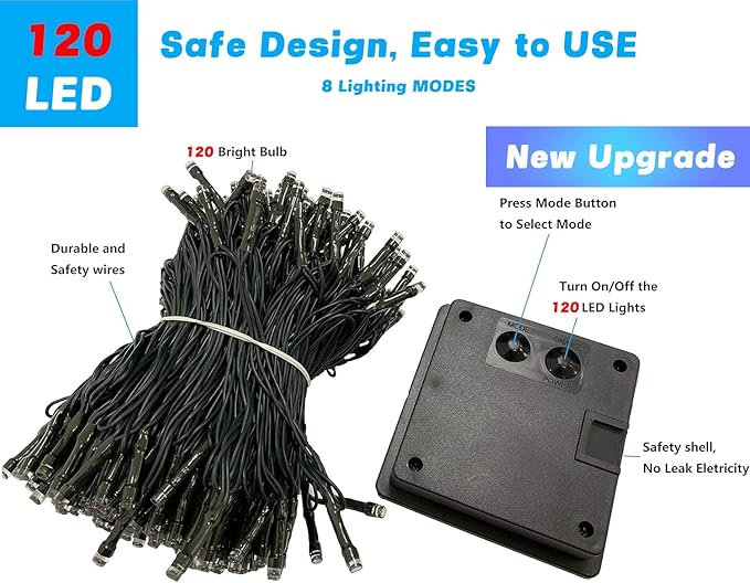 OZS 2PK 240LED 95FT Solar Sring Lights Outdoor Waterproof, Solar Christmas Lights for Outside, Green Wire Tree Electric Holiday Light with 8 Lighting Modes for Christmas Decorations(Cool White)