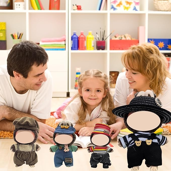 Clothes Set Compatible with 17cm Doll,Big Hat and Overalls Set for 15cm Accessories Suit, Cute Clothes for dolles Dress up Unique Style