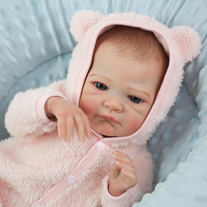 WOOROY Realistic Reborn Baby Dolls Girl- 20 Inch Lifelike Newborn Dolls with Red Hair and Open Eyes, Weighted Cloth Body Real Life Baby Doll with Accessories and Gift Box for Kids 3+