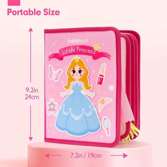 hahaland Toys Ages 3-5 Girls - Busy Board Princess Toy 3 Year Old Girls - Toddlers Quiet Busy Book for Toddlers 3-5 Pretend Play - Montessori Toys 3-4 Year Old Girl Birthday Gifts