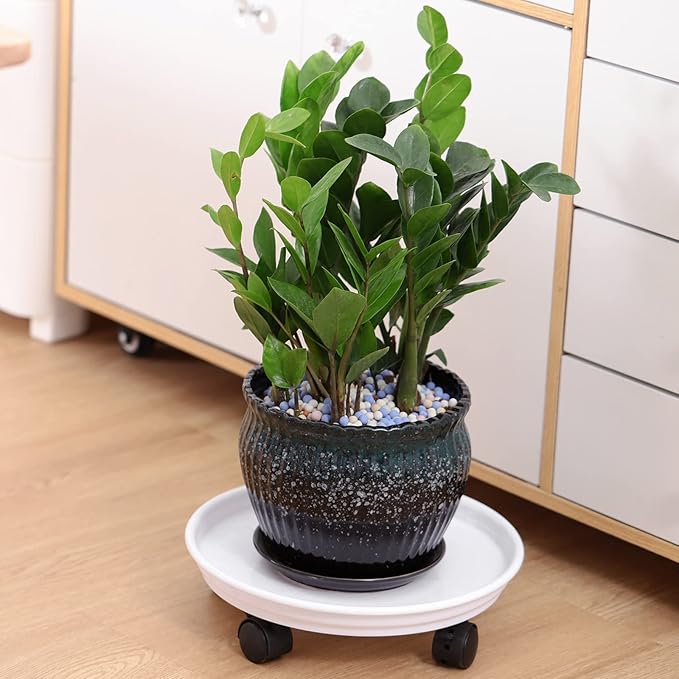 8 Packs Plant Caddy with Wheels 11.8" Plastic Rolling Plant Stands Heavy-duty Plant Dolly with Casters Indoor Outdoor Wheeled Plant Roller Base Large Planter Saucers Plant Mover