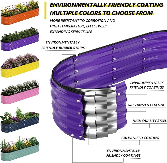 Galvanized Metal Planter Raised Garden Bed Kit for Gardening Outdoor,8x2x1ft Planter Grow Garden Box Raised Flower Bed,Long Vegetable Clearance Herb Raised Garden Beds for Gardening
