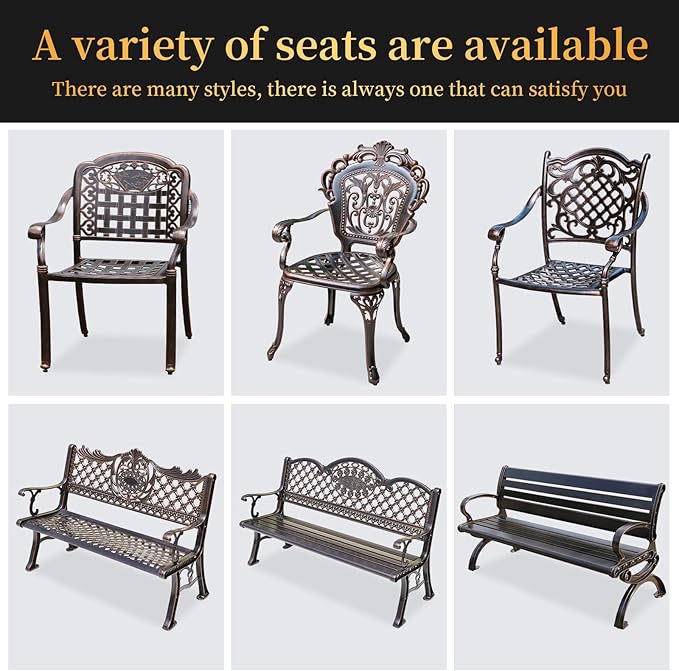 Outdoor Dining Chair Cast Aluminum Patio Chairs Set of 2 All-Weather Patio Dining Chair with Adjustable Feet for Backyard Garden (Die-Casting A Chair)