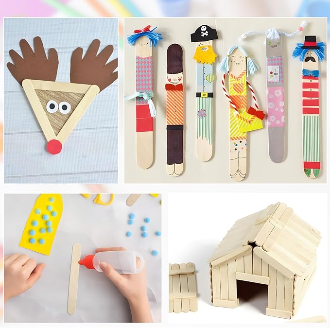 WISYOK 1500 PCS Wooden Popsicle Sticks for Crafts, 6 Inch Wood Craft Sticks, Wide Lollipop Sticks, Treat Sticks Ice Pop Sticks for Creative Designs or Children Education, Home Art Projects