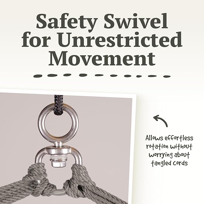 LA SIESTA - XL King Habana Cotton Hammock & Romano Steel Stand - Indoor Outdoor Hanging Chair Swing for Bedroom Porch Balcony - Boho Hanging Chair - Onyx