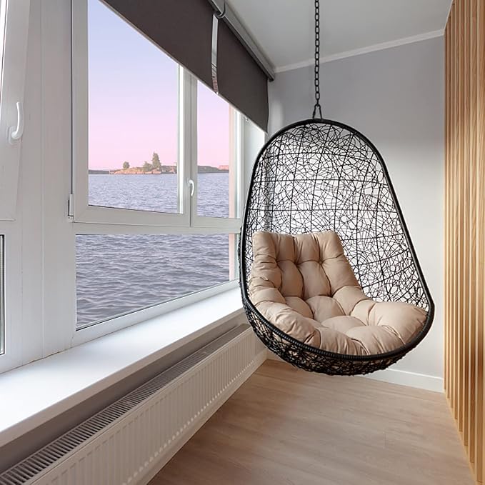 JACNITAD Hammock Chair Hanging Hardware Kit with Chain and Spring, Heavy Duty Porch Swing Hanger, 360 Swivel Ceiling Hooks for Punching Bag,Gym (Black)