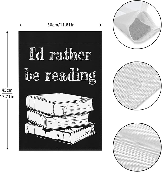 I’d Rather Be in a Book Seasonal Garden Flags 12x18 Double Sided Funny Garden Banner for