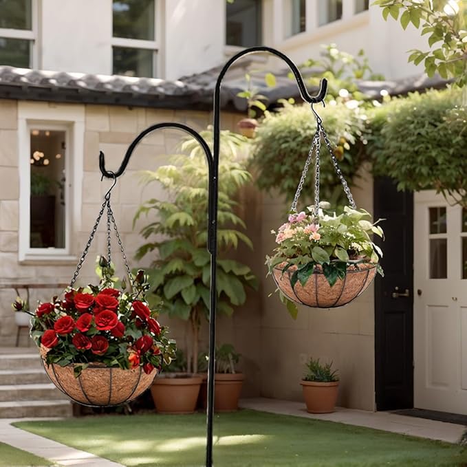 Hanging Baskets for Plants Outdoor(12 inch 4 Pack)- Coconut Coir Hanging Planters Outdoor,Metal Wire Baskets with Coco Liner, Hanging Pots for Plants Indoor, Hanging Flower Pots for Railings