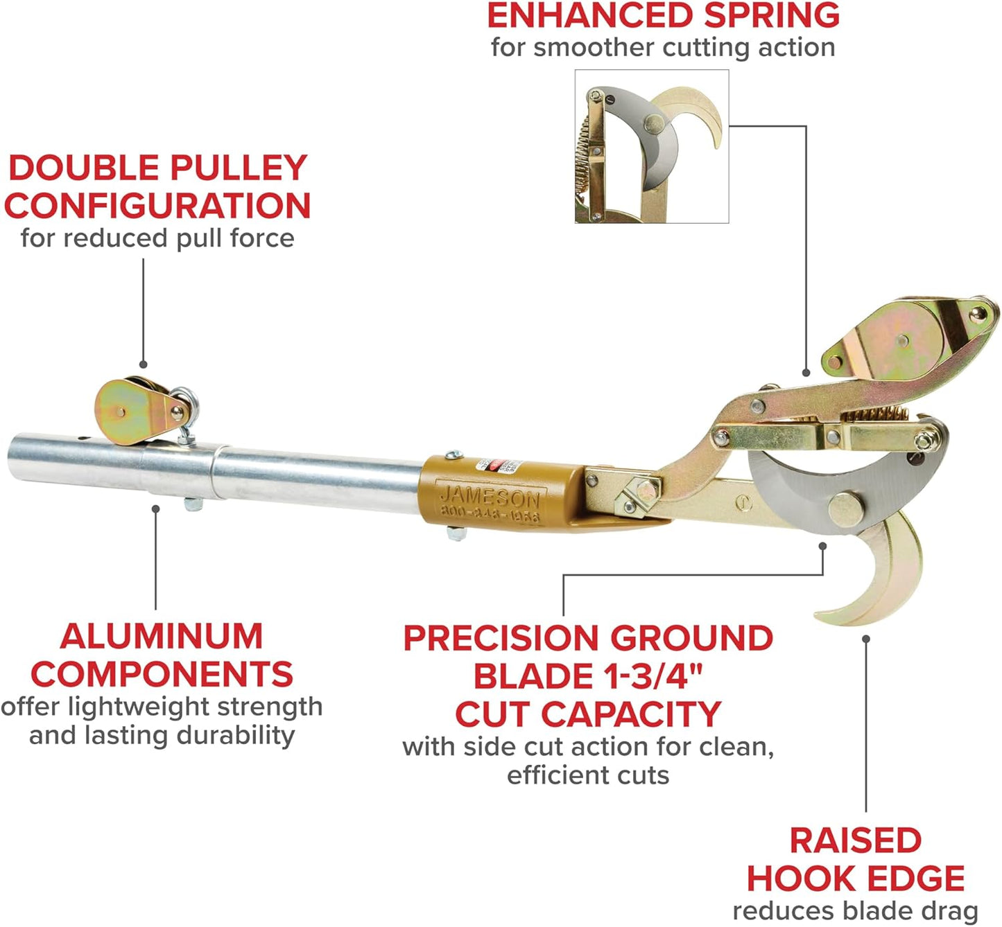 Jameson FG-6PKG-7 FG-Series Manual Pole Saw and Tree Pruner with Two 6-Foot Fiberglass Poles