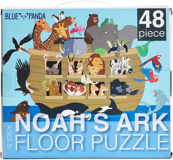 48 Piece Jumbo Floor Puzzle for Kids Ages 3-5 and 4-8, 2x3 Feet Giant Jigsaw Puzzles for Toddler Preschool Learning, Noah's Ark