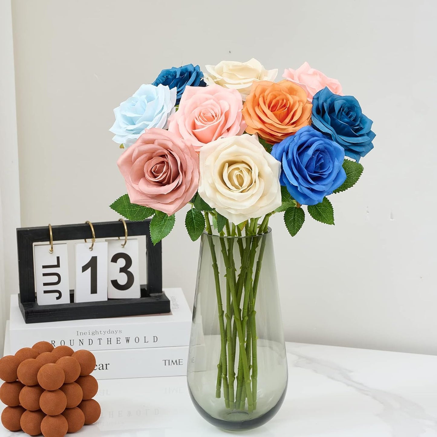 Artificial Rose 10pcs Open Flower Bouquet Faux Rose Stems for Wedding Arrangement, Bridal Bouquet, Centerpiece, Fake Faux Silk Flowers (Dusty Purple)