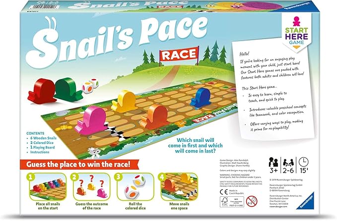 Ravensburger Snail's Pace Race Game for Age 3 & Up - Quick Children's Racing Game Where Everyone Wins!