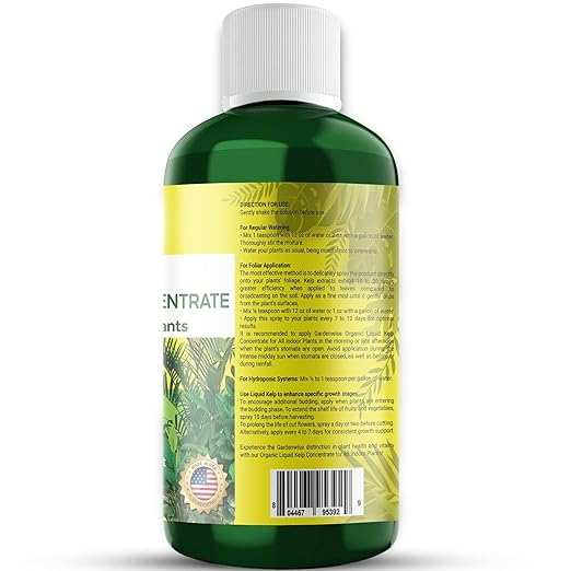 Organic Premium Kelp Seaweed Fertilizer - Liquid Hydroponics Fertilizer - Liquid Plant Food - Nutrient-Rich Soil Enhancer - Natural Plant Food for All Indoor Plants (8 oz)