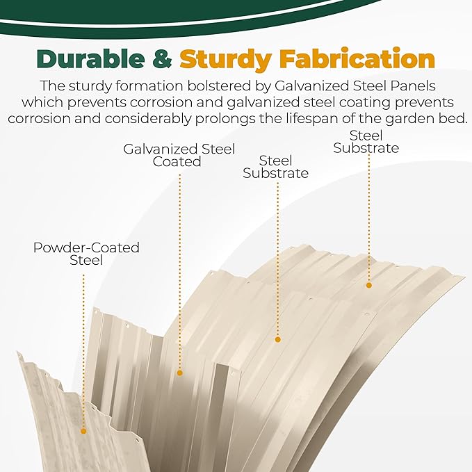 Utopia Home Galvanized Raised Garden Bed, 4 by 2 feet Lightweight Planter Boxes Outdoor with Easy Assembly, Large Garden Bed for Vegetables, Fruits, Flowers, Beige