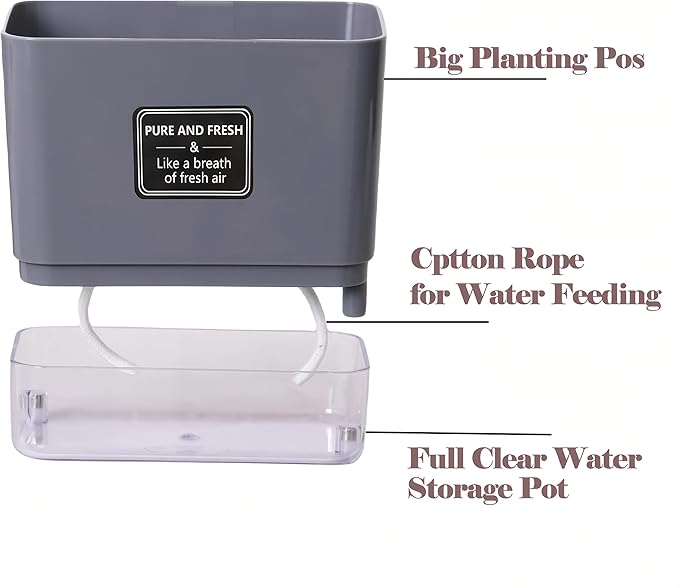 Self Watering Pots for Outdoor Plants 4 Pack, Suitable for Indoor and Outdoor Garden Plants and Flowers, Rectangle Planter Box, African Violet Pots, Modern Flower Pots, Small Plant Pots (7" Gray)