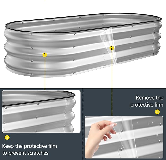 Kesfitt Raised Garden Bed Kit,Outdoor Galvanized Planter Raised Boxes with Safety Edging and Gloves,Large Metal Raised Garden Beds for Gardening Vegetables,Fruits,Flower(5x2x1FT)